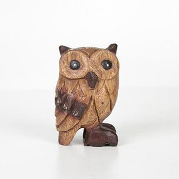 Wooden Standing Small Owl  